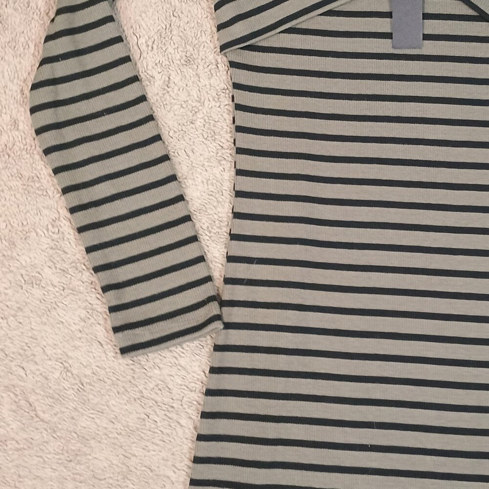 Poof! Apparel Dress Womens Small Olive Black Stripe Bodycon Surplice Crisscross - Picture 5 of 8